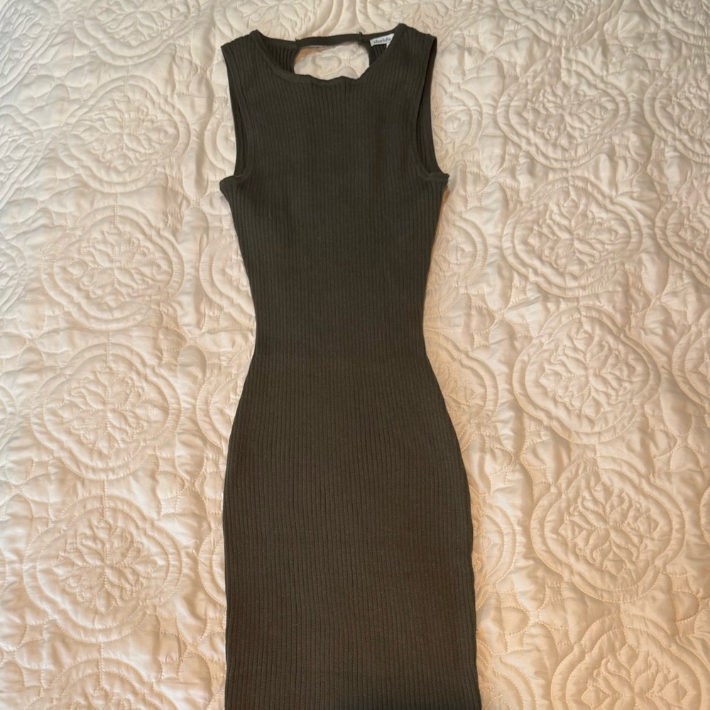 Charlotte Russe Olive Green Ribbed Bodycon Dress